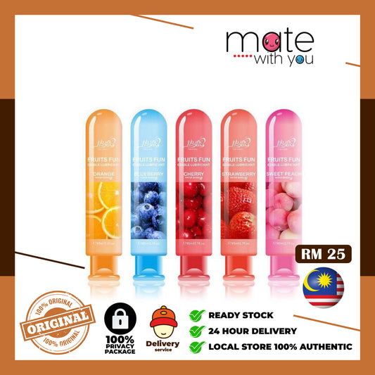 Mate With You | Ready Stock Malaysia. 100% Original, 100% privacy, 100% authentic, male/female, straight/gay, solo fun, We Selling Sex Vibrator, Dildo, Masturbator, Vacuum Pump, Silicone Ring. Fruit Lubricant Fruits Fun 80ml Water Soluble Fruity Lubricant Sex Lube Sex Minyak Fruit Pelincir Jelly Sex ( Edible )