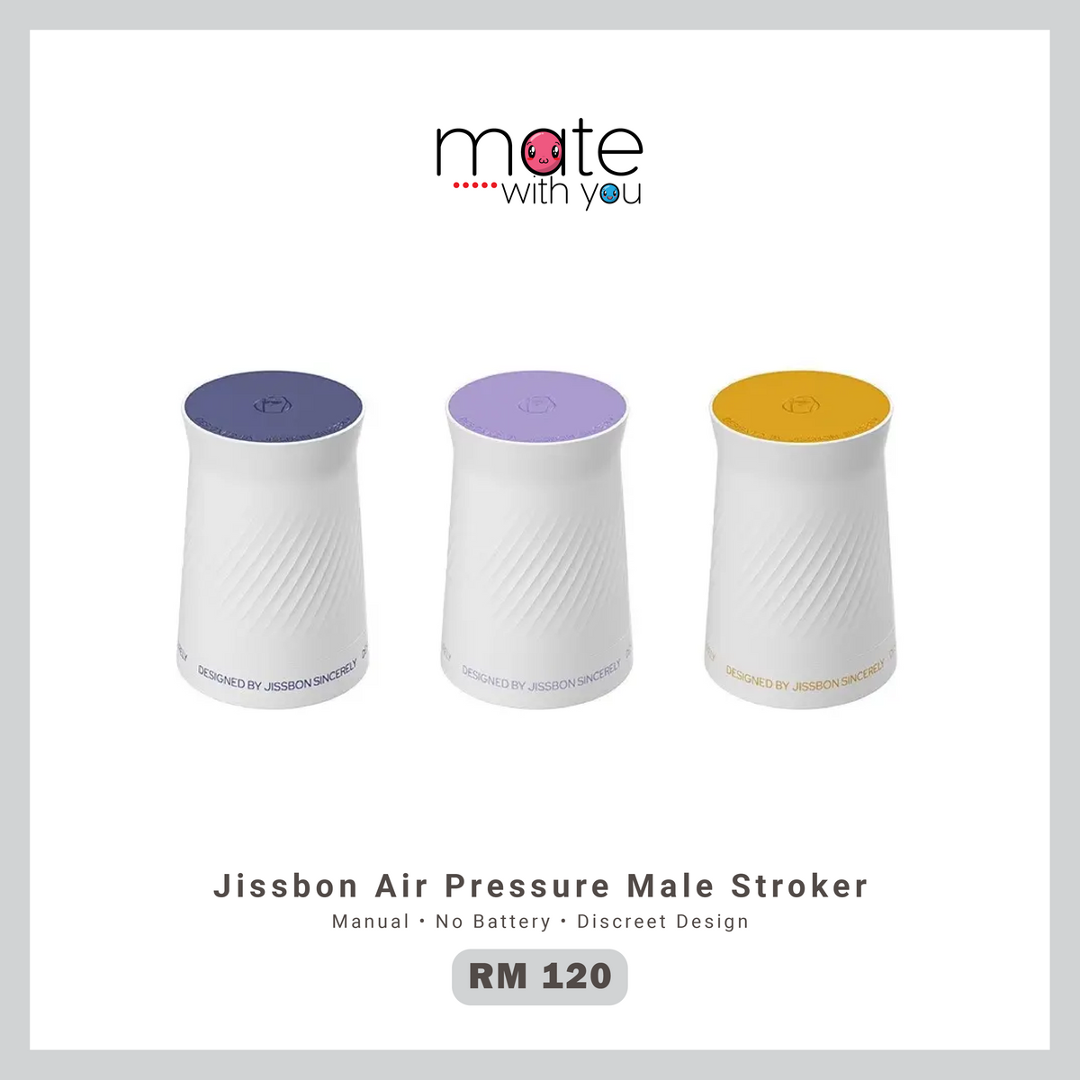 Jissbon air pressure male stroker with compact cup design and three sleeve options