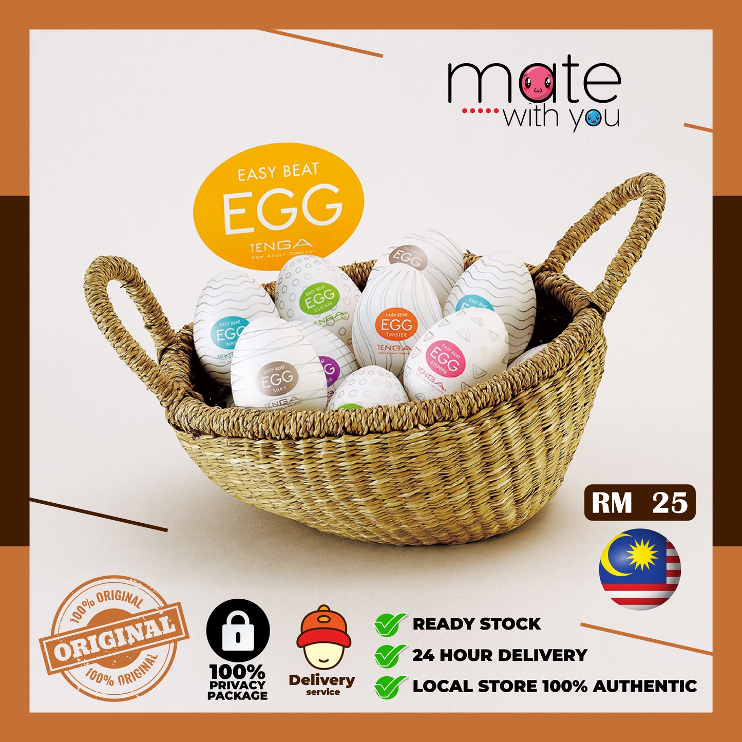 Mate With You | Ready Stock Malaysia. 100% Original, 100% privacy, 100% authentic, male/female, straight/gay, solo fun, We Selling Sex Vibrator, Dildo, Masturbator, Vacuum Pump, Silicone Ring. JAPAN TENGA Egg Masturbator Man Adult Toy - Durable Training Masturbator