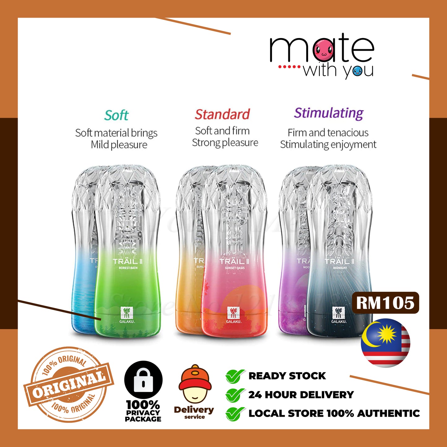 Mate With You | Ready Stock Malaysia. 100% Original, 100% privacy, 100% authentic, male/female, straight/gay, solo fun, We Selling Sex Vibrator, Dildo, Masturbator, Vacuum Pump, Silicone Ring. GALAKU 100% ORIGINAL JAPAN GALAKU TRAIL II Transparent Masturbation Cup Fake Pussy Anal Sex Alat Lancap 飞机杯